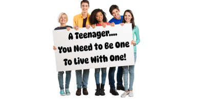 Teenager - 3 Boys and Two Girls Holding a Sign - A Teenager.... You Need to Be One To Live With One!