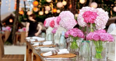 Beautiful Wedding Reception Table, with Pink Floral Arrangements - How to Find the Perfect Wedding Venue