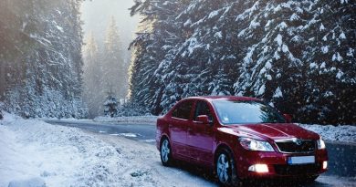 Car on Snowy Winter Road