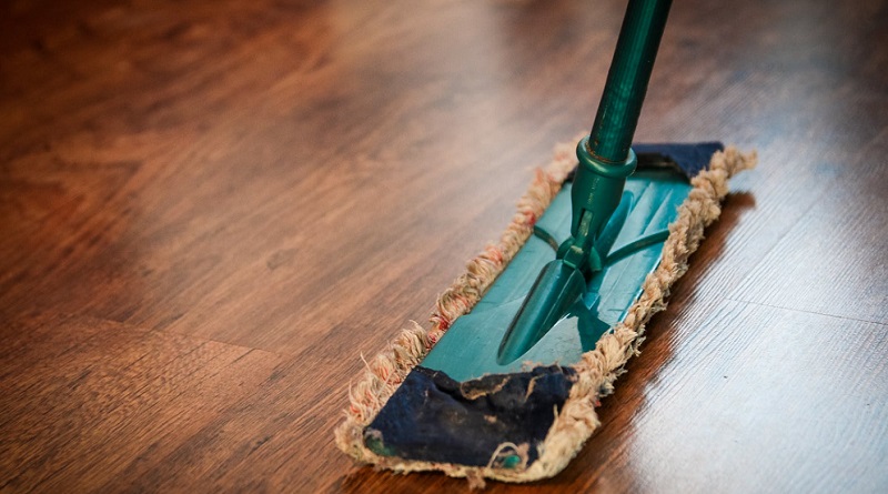 Dust Mop on Wood Floor -