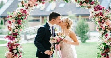Bride and Groom at Outdoor Wedding - Home Wedding Ideas