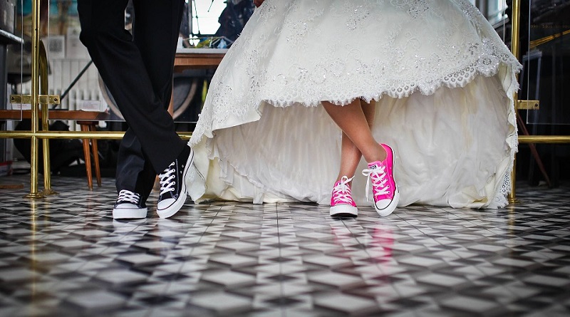Bride and Groom in Sneakers - Ways To Personalize Your Wedding Day