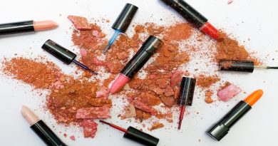 Open lipsticks crushed blush and nail polish brushes - Health & Beauty Products To Avoid