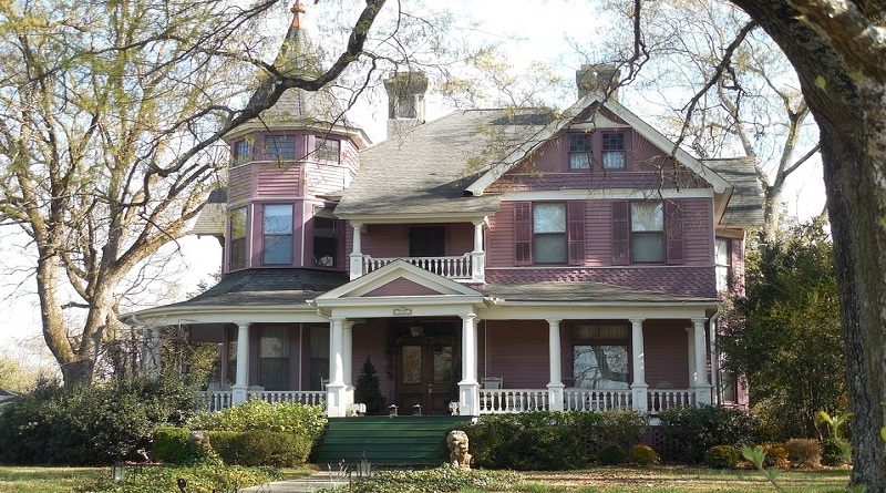 Pink Victorian Home with White Porch and Trim - Period Properties