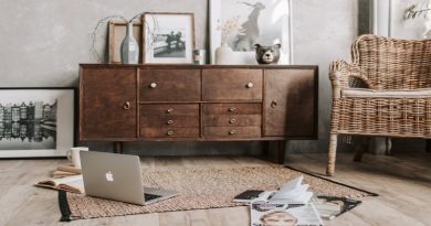 Neutral Living room with Rustic sideboard and Rattan Chair - Interior Decor Trends
