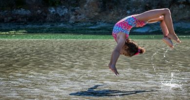 Little Girl doing flips in the water -