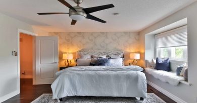 Bedroom with modern ceiling fan