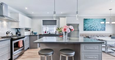 Grey Toned Kitchen with Center Island -
