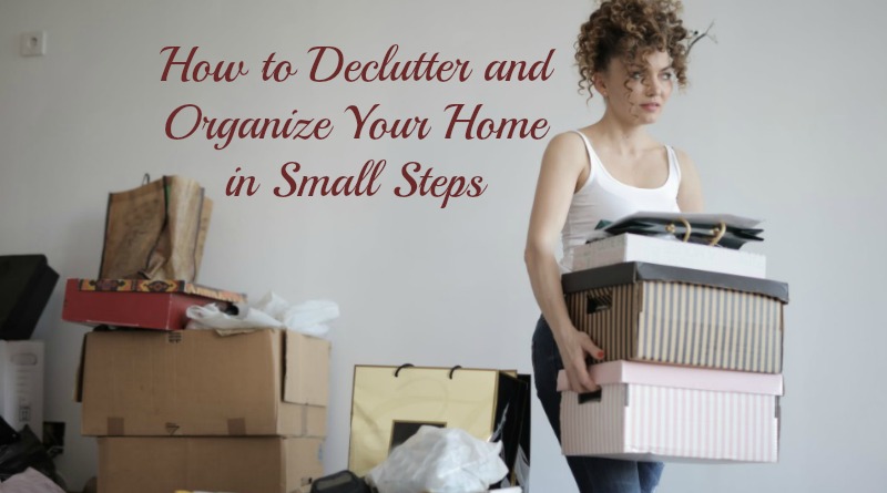Woman carrying boxes - How to Declutter and Organize Your Home in Small Steps
