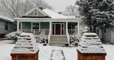 Single Story Home with Snow on Roof and Yard