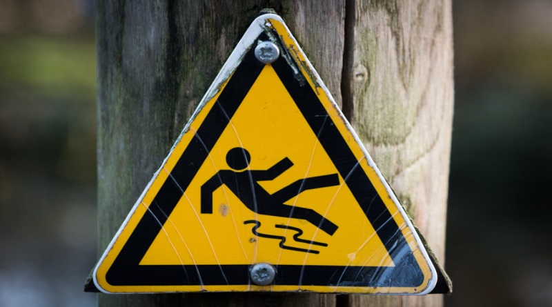 Caution Falling Sign Causes of Slips, Trips and Falls   