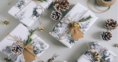 Christmas Gifts Wrapped in Winter Wildlife Paper with Pine-cones and Greenery Eco-Conscious Holiday Gift Ideas