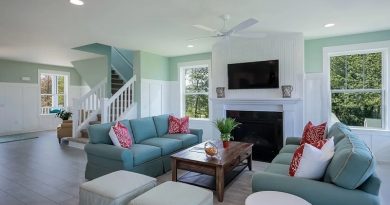 Your Family Healthy At Home Open concept living room in gray and teal