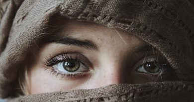 Protect Sensitive Skin in the Winter Woman with Green Eyes Wearing Woolen Hat and Face Covering