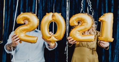Set a New Year's Resolution Man and woman holding up new years balloons
