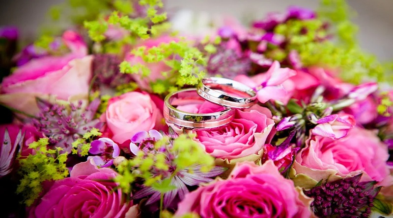 Flowers with Wedding Rings