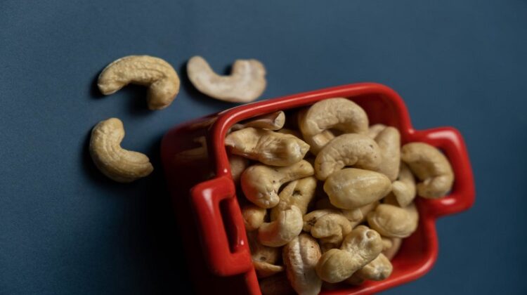 Flavored Cashews Red bowl with cashews