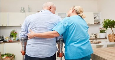 Aging Gracefully Senior care giver helping man in home