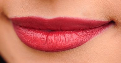 Lip Lift or Lip Fillers Smiling lips with red lipstick