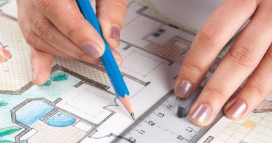Interior Décor Into a Business Interior Designer working on plan