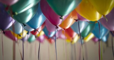 Lots of helium part balloons Family Party Ideas