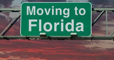 Moving to Florida Sign with a Sunset Background