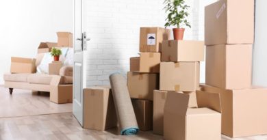 Room in home filled with packed boxes for a move