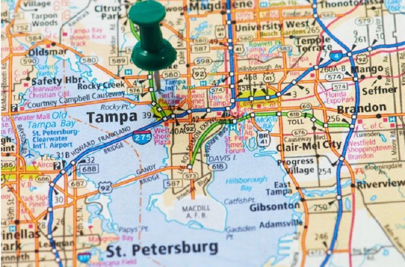 Map of Florida highlighting Tampa