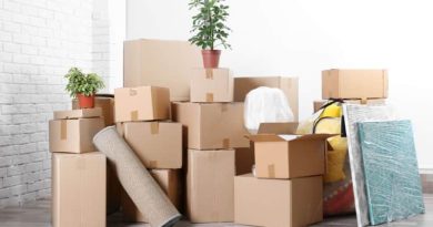cardboard boxes packed for a home move