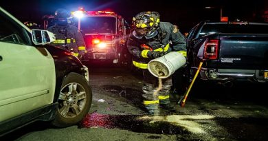 What to Do in the Event of a Vehicle Accident / Firefighters working at the scene of an accident