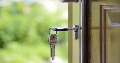 Stay Safe In Your Own Home / Keys hanging from lock in front door