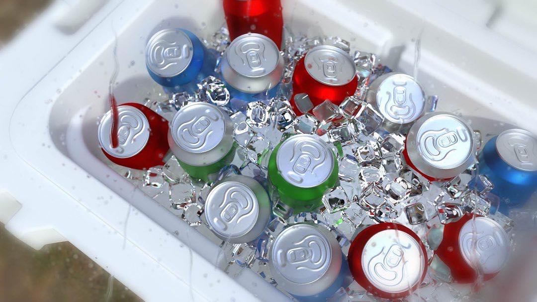Patriot Cooler filled with ice and cans