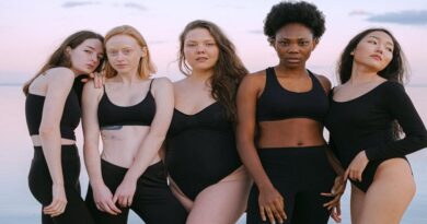 8 Tips to Feel Good About Yourself and Your Body / 5 women of different sizes in black work out clothing