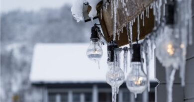 Protecting Your Home Against Cold Weather / Icicles hanging from the sides of a house