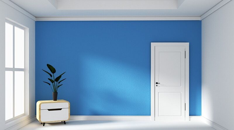 White Room with a Bright Blue Accent Wall