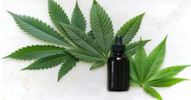 The Importance of Choosing Organic CBD / Marijuana Leaves and small dark glass stopper bottle