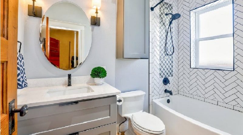 Light and Airy White Bathroom with Blue Accents / Bathroom Remodeling