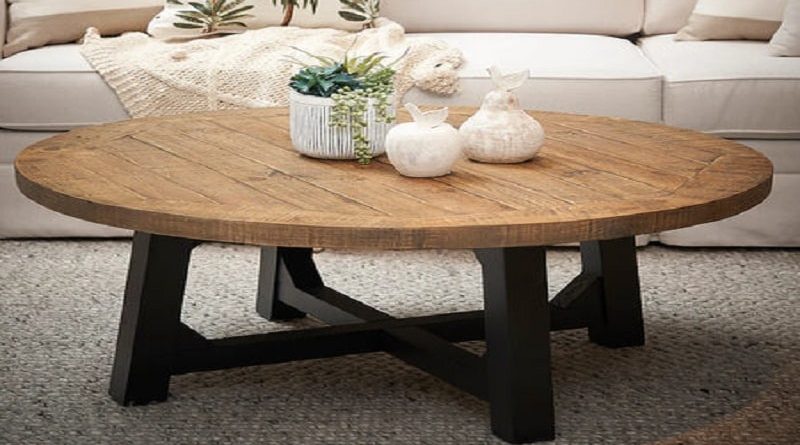 Round Coffee Table with Black Legs