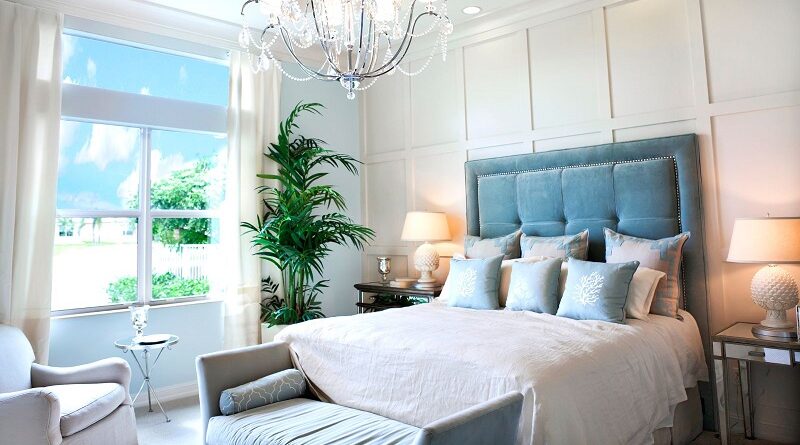 Guest Bedroom in White with Blue accents