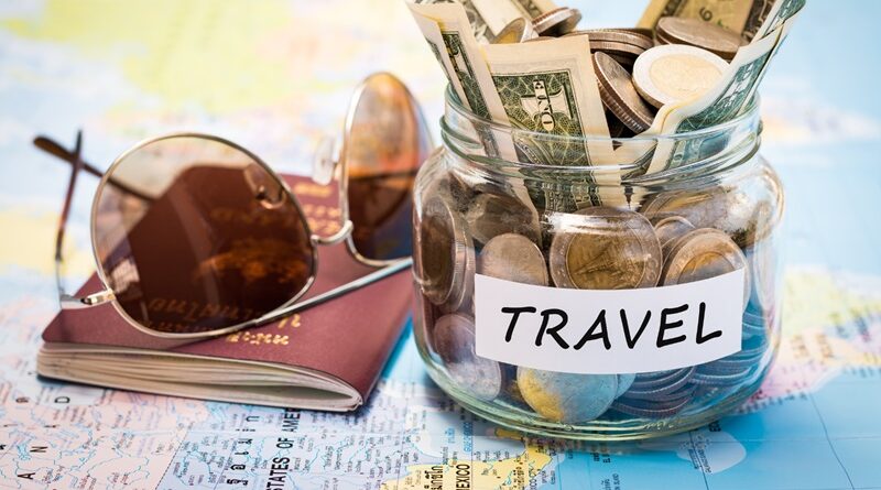 Budget Travel Map Sunglasses Glass Jar filled with Cash / A Budget-Savvy Traveler's Guide To A Travel Bucket List In 2024