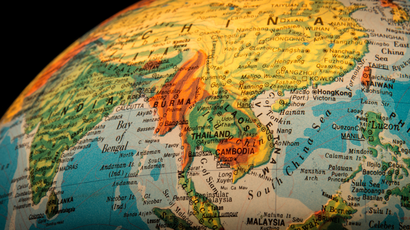 Southeast Asia on a Globe