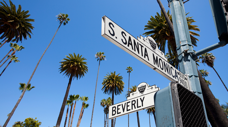 Santa Monica and Beverly Drive Signs in Los Angeles