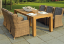 Woven Chairs around a Wood Dining Table on Stone Outdoor P4 Ways To Maintain Your Garden Patioatio /