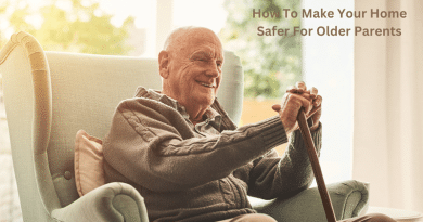 Older smiling gentleman in a wing back chair holding a cane / Host To Make Your Home Safer For Older Parents