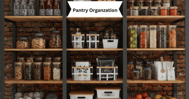 Orderly Shelves of food in Kitchen Pantry