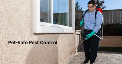 Pest Control Technician Spraying Outside of HomePet-Safe Pest Control: Keeping Your Furry Friends Safe /