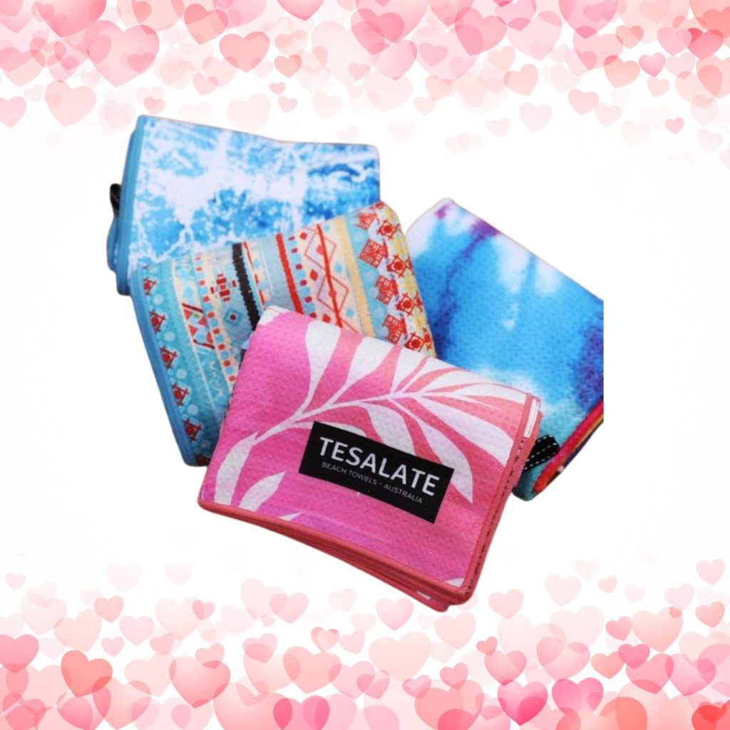 Tesalate Towels with Heart Border on Image