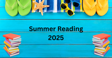 Flip Flops Beach Towels Star Fish, Sun Glasses, Stacks of Books / Summer Reading 2025