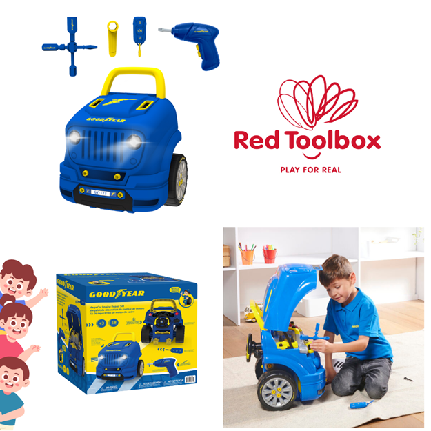 Red Toolbox Good Year Car Engine Mechanic Set